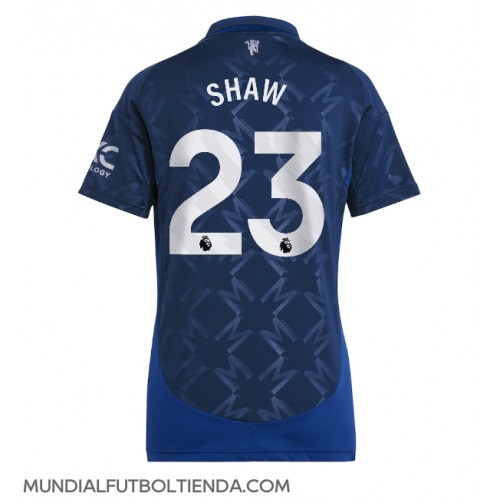 Camiseta Manchester United Luke Shaw #23 Segunda Equipación Replica 2024-25 para mujer mangas cortas